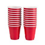 Tickles Beer Pong Glasses with Free Ping Pong Ball Easy Grip Reusable Drinking Party Cups for Iced Tea, Punch, Cocktail (Set of 50 Size 475 ml with Ball, Red)