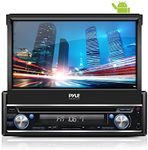 Pyle Single DIN In Dash Android Car Stereo Head Unit w/ 7inch Flip Out Touch Screen Monitor - Audio Video Receiver System w/ GPS Navigation, Bluetooth, WiFi, Microphone, USB Micro SD Reader - PL7ANDIN