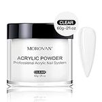 Morovan Clear Acrylic Powder 2oz Professional Acrylic Nail Powder System for Acrylic Nails Extension Odor-Free Bubble-free No Need Nail Lamp Long-Lasting (2 Ounce (Pack of 1))
