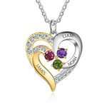 18k gold plated silver pendant necklace with 3 birthstones mothers jewelry personalized custom necklace name jewelry 3 names engraved jewelry for women