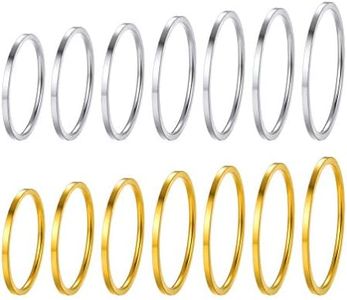 PROSTEEL Gold Rings Set Stainless Steel Plain Band Ring Dainty Pack of Rings Simple Boho Women Knuckle Stacking Stackable Ring