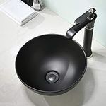 Matte Black Vessel Sink Round-SOMRXO 13"X13" Matte Black Bathroom Vessel Sink Above Counter Round Porcelain Ceramic Countertop Washing Bathroom Vanity Sink Art Basin