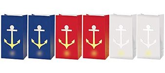 Amscan Anchor's Aweigh Nautical Party LED Luminaries Decoration (6 Piece), 11" X 6" X 3 3/4", Multicolor