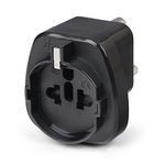 Orei European (Schuko) to India Pin Plug Adapter - Convert European Type E/F Input to India Type D Three Prong Output Connection - Heavy Duty - Black Color (1 Pack)