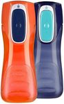 Contigo AUTOSEAL Trekker Reusable Kids Water Bottle, 14oz, Navy and Nectarine, 2-Pack