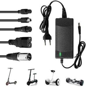 Electric Scooter Charger, 42 V 2 A Mains Adaptor Power Supply Charger, Electric Scooter Charger 6 Connectors, Universal Charger for M365, E-Scooter, Hoverboard, Electric Scooter