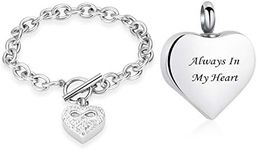 zeqingjw Infinity Heart Cremation Bracelet for Ashes - Stainless Steel Urn Bangles for Pet/Human Ashes - Memorial Keepsake Ash Jewelry, 7.63 Inch, Metal, stainless-steel