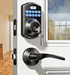 Veise Keyless Entry Door Lock with 2 Lever Handles - Electronic Keypad Deadbolt, Auto Lock, Easy Installation Digital Smart Code Door Lock, Front Door Lock Set, Matte Black