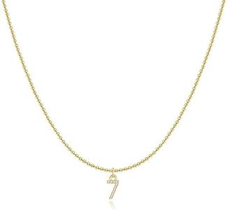 Conjunto de Cadena y Colgante de Plata de Primera Ley (S925) con Pequeños Números. Collar Acabado en Plata o Baño Oro 18K. Perfecto Regalo Cumpleaños. Joyas para mujer. (7, Baño en plata)