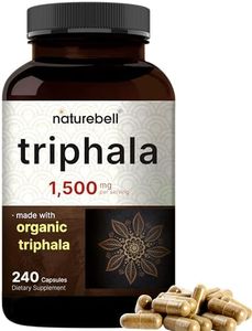 NatureBell Triphala Capsules Supplement, 1,500mg Per Serving | Made with Organic Amla, Bibhitaki, Haritaki Fruit Powder – Supports Digestive Health – Double Strength, Non-GMO