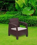 Nilkamal Goa 1 Seater Balcony Sofa with Cushion|Indoor & Outdoor Furniture|Patio Chair One Seater| Perfect for Gardens Poolside Cafes Restaurants and Terraces Brown Color