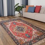 HOMA DORN Chindi Handmade Printed Modern Dhurrie/Rugs/Carpet for Living Room/Drawing Room Enhanced Decor for Bedroom (Multicolor, 5 Feet x 7 Feet)