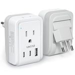 Italy Travel Plug Adapter, VINTAR 5 in 1 Foldable Italy Power Adapter with 17W 3 USB Ports(2 USB C) & 2 American Outlets, Grounded Type L Adapter for US to Italy Rome Uruguay Chile