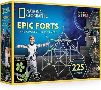 NATIONAL GEOGRAPHIC Kids Fort Building Kit - 225-Piece Indoor Fort Builder for Kids, Build a Fort for Creative Play, STEM Building Toy, Fort Building Kit for Kids 6-10, Blanket Fort (Amazon Exclusive)