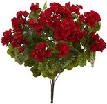 Nearly Natural Geranium Artificial Bush, UV Resistant, Set of 3 (Indoor/Outdoor), Red,15"Dx15"Wx19"H