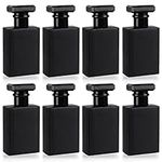 BELLE VOUS 8 Pack of Black Empty Refillable Perfume Spray Bottles - 30ml/1oz Square Glass Atomiser Bottles with Gold Mist Pump - Portable for Travel, Essential Oils, Aftershave & Cologne