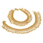 Efulgenz Indian Anklet for Women Indian Bridal Anklets Wedding Bollywood Faux Kundan Pearl Ankle Bracelets for Women Indian Style Ghungroo Anklets Bell Anklet