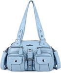 Angel Kiss Hobo Crossbody Purses for Women Shoulder Bag Multipocket Soft Hobo Purses Removable Strap Leather Handbags, 3-sky Blue