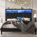 Queen Size Bed Frame with Led Light