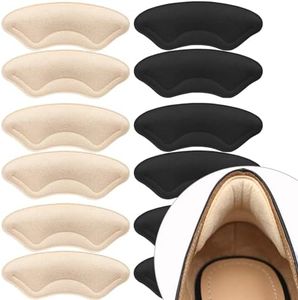 Comfowner 6 Pairs Heel Cushion Pads for Shoes Too Big, Shoe Grips Liners Heel Protectors for Loose Shoes, Heel Pain, Blisters and Rubbing, Anti Slip Shoe Filler Make Shoes Fit Tighter, Back & Beige, 6