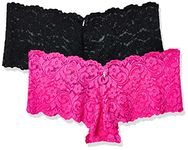 Smart & Sexy Women's Signature Lace Cheeky Panty 2 Pack, Medium Pink/Black, 10