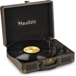 Audizio RP114W Briefcase Vinyl Record Player with Built-In Speakers - Retro Vinyl Turntable with Wood Finish - Portable Record Player with Speaker - Perfect for Vinyl Lovers