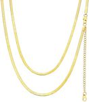 FindChic Stunning Flat Chain Necklace for Women 18inch Herringbone Chains for Women 18K Gold Plated Snake Link Rock Hip Hop Punk Jewelry