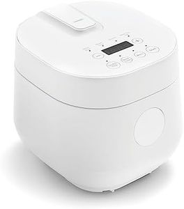 GreenLife 4-Cup Digital Rice Cooker, PFAS & PFOA-Free Removable Ceramic Dishwasher Safe Pot, Healthy Cooking Oats Grains & More, Auto Presets, Touch-screen, Delay & Keep Warm, Paddle Included, White