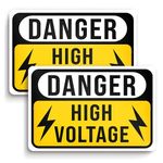 2 PC Danger High Voltage Sign - 7x10 Aluminum Caution High Voltage Signs - Electrical Warning Sign - Danger Keep Off Sign