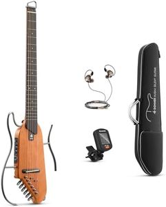 Donner HUSH-I Guitar For Travel - Portable Ultra-Light and Quiet Performance Headless Acoustic-Electric Guitar, Mahogany Body with Removable Frames, Gig Bag, and Accessories