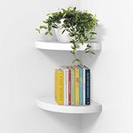 AHDECOR White Corner Wall Shelf, Wall Mounted Wooden Corner Shelves, Set of 2