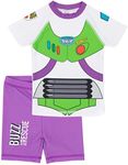 Disney Toy Story Buzz Lightyear Swimsuit Boys Two Piece Top Shorts Swim Set 6-7 years Purple