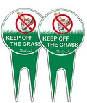 Keep Off The Grass Signs with spike 30 x 15cm Garden Yard Stay Off Grass Signs Rust Free Aluminum, Easy Mounting Outdoor Use, Waterproof and Durable Ink 2 Pack