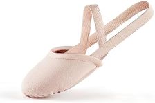 SANGEESON Half Sole Dance Shoes - Stretchy Canvas Pirouette Shoes for Ballet, Lyrical, Modern, Jazz Dance, and Contemporary, Pink, XS