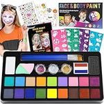 Face Painting Kit, 20 Colors Face Paints for Children, Non-Toxic & Washable Face Piant for Halloween Make Up, Including Glitter, Stencil, Tattoo for Kids - Unique Gift