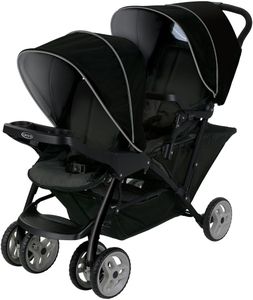 Graco Stadium Duo Tandem Double Pushchair – Car Seat Compatible, Black/Grey