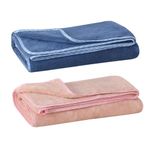 UrbanLeaf Microfiber Large Bath Towel | Quick Dry Super Absorbent - Bath Towel for Men and Women | Peach & Navy Blue | Towel for Bath, Travel, Gym, Beach, Pool, and Yoga (70 X 140 CMs)