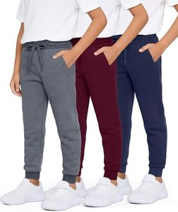 3 Pack: Boys Girls Youth Teen Active Athletic Basic Soft Kids Sports Fleece Jogger Soccer Track Gym Running Slim Pajama Sweatpants Casual Athletic Pantalones Winter Pockets-Set 4,S(8)