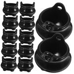 Warmhm 12pcs Halloween Miniature Cauldron Pots Dollhouse Witch Cauldron Pots Mini Plastic Cauldron Figurines Fairy Garden Supplies for Halloween Dollhouse Accessories Party Favors