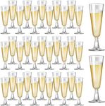 Gikisla 36 Pcs Plastic Champagne Flutes, 150ml Clear Champagne Glasses, Reusable Crystal Wine Cocktail Cups Perfect for Wedding Toasting Flutes Party