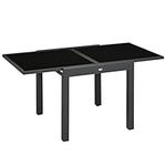 Outsunny 63" Extendable Outdoor Dining Table Patio Table with Aluminum Frame and Tempered Glass Tabletop, Black