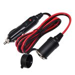 KUNCAN 12FT Car Cigarette Lighter Socket Extension Cable with Male Plug, 16AWG Heavy Duty DC Power Charger Cord with LED Lights, 15A Fused