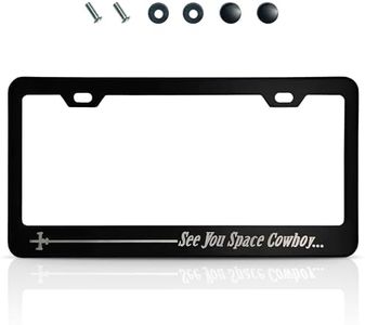 Matte Black License Plate Frame Funny for Anime Fans - See You Space Cowboy Anime License Plate Frame Design (12.2 x 6.3 Inches) Easy to Install, Stainless Steel Holder for US & Canada