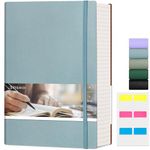 EMSHOI 400 Pages Notebook A4-100gsm Lined Journal Thick Notepad, Extra Large Softcover Vegan Leather Composition Notebook for Women Men Work School Office Writing, 21.5 x 27.9cm, GrayBlue