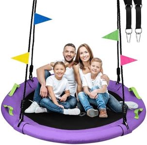 Tree Swing, 60 inch Larger Saucer Swing for Whole Family, 900lbs Weight Capacity, with Adjustable Hanging Straps, for Outdoor Backyard, Gifts for Kids, Purple