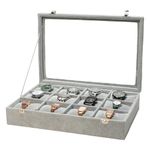 XHMQYC Watches Box Jewelry Organizer 12 Grid Stackable Bracelet Bangle Display case Holder Adjustable Pillow Grey