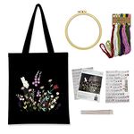 Embroidery kit for Beginners with Pattern Canvas Tote Bag