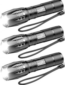 Ultra Bright Flashlights, 2000 Lumens LED Tactical Flashlight, Zoomable, Adjustable Focus, IP65 Waterproof, Portable, 5 Light Modes for Indoor and Outdoor Camping Emergency Hiking (3 Pack)