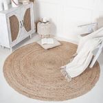 RAJRANG Hand Woven Jute Round Rug 244 cm Natural Eco-Friendly Area Rug for Bedroom Living Room Farmhouse Home Decor