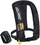 Owntop Automatic/Manual Inflatable Vest, Manual Convertible Option, Low Profile, Zipper Closure, Inflatable Fishing Jacket for Kayaking, Boating and Fishing, 24g CO2 Cylinder Included